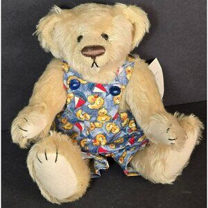 Deb Canham BIGger Bear "Beau" 10" Blonde Mohair Overalls Ducks Boats LE 54/500